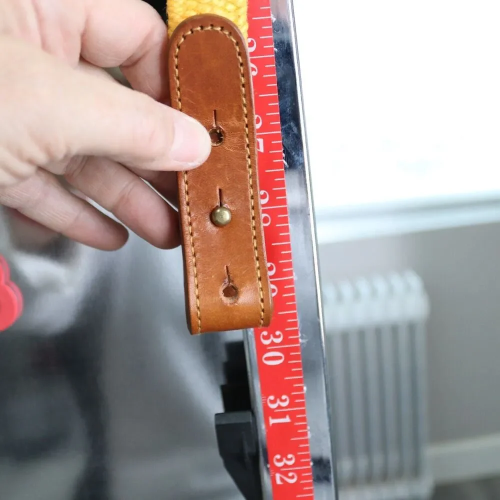 Linea Pelle Belt Medium Orange Gold Jute Stretch Leather Trim Brass Ring Tab